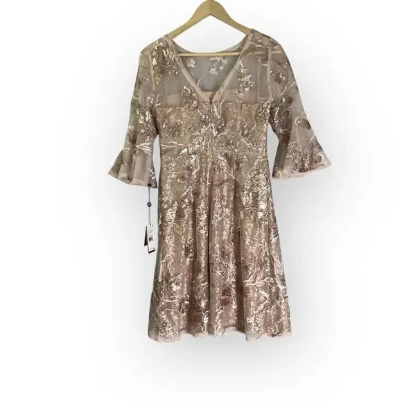 adrianna papell embroidered bell sleeve dress Adrianna Papell Women's Embroidered Off-the-Shoulder Bell-Sleeve Dress